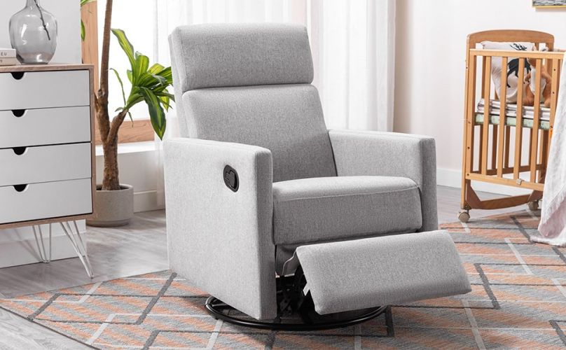 Modern Upholstered Rocker Nursery Chair Plush Seating Glider Swivel Recliner Chair, Gray Modern Upholstered Rocker Nursery Chair Plush Seating Glider Swivel Recliner Chair, Gray
