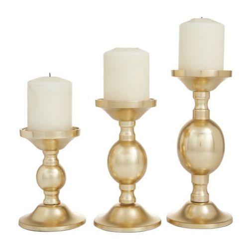 The Novogratz 3 Candle Gold Aluminum Pillar Candle Holder, Set of 3 The Novogratz 3 Candle Gold Aluminum Pillar Candle Holder, Set of 3