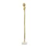 5.5x5.5x32" Elongated Gold Roman Statue on White Marble Base