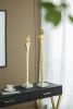 5.5x5.5x32" Elongated Gold Roman Statue on White Marble Base