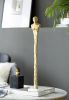 5.5x5.5x32" Elongated Gold Roman Statue on White Marble Base