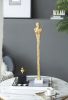5.5x5.5x32" Elongated Gold Roman Statue on White Marble Base