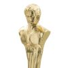5.5x5.5x32" Elongated Gold Roman Statue on White Marble Base