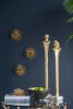 5.5x5.5x32" Elongated Gold Roman Statue on White Marble Base