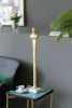5.5x5.5x32" Elongated Gold Roman Statue on White Marble Base