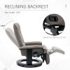 Faux Leather Manual Recliner,Adjustable Swivel Lounge Chair with Footrest,Can Rotate 360 Degrees,L-right Angle Curved Wooden Frame, Armrest and Wrappe