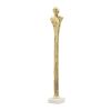 5.5x5.5x32" Elongated Gold Roman Statue on White Marble Base