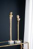 5.5x5.5x32" Elongated Gold Roman Statue on White Marble Base