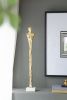 5.5x5.5x32" Elongated Gold Roman Statue on White Marble Base