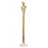 5.5x5.5x32" Elongated Gold Roman Statue on White Marble Base