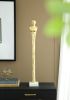 5.5x5.5x32" Elongated Gold Roman Statue on White Marble Base