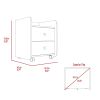 Modern and easy-to- install black bedside Nightstand with lower wheels for easy mobility, 2 drawers with 2 metal handles to open the storage and curve