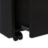 Modern and easy-to- install black bedside Nightstand with lower wheels for easy mobility, 2 drawers with 2 metal handles to open the storage and curve