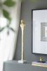 5.5x5.5x32" Elongated Gold Roman Statue on White Marble Base