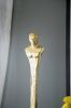 5.5x5.5x32" Elongated Gold Roman Statue on White Marble Base